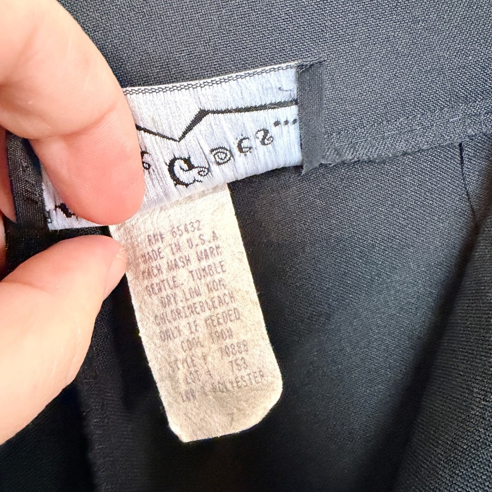 Vintage Y2K Black Wide Leg High Waisted Button Detail Trousers w/ crease Size 7 - Picture 5 of 9